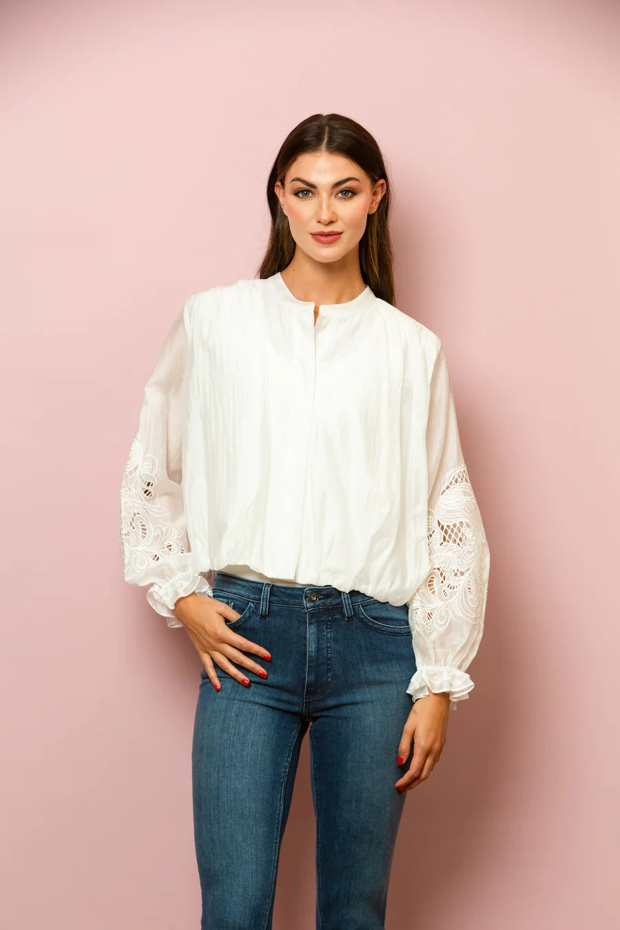 Embroidered Sleeve Blouse